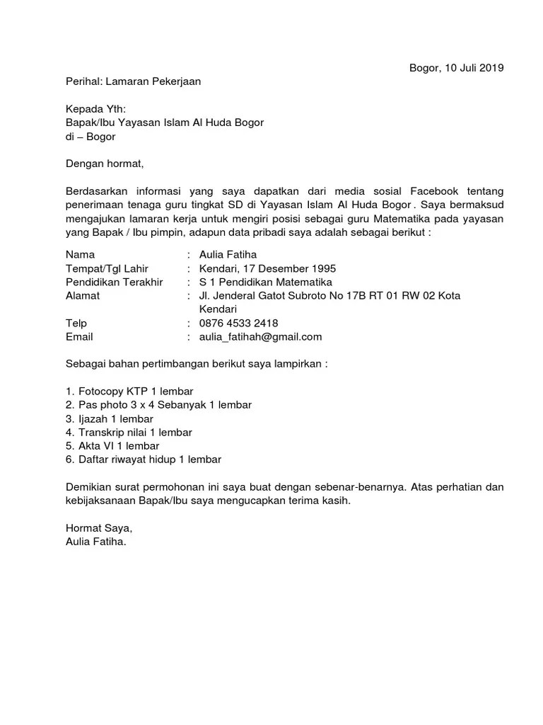 Berbagai contoh surat lamaran kerja guru yang tersebar di internet akan membesarkan peluang anda dalam mendapat pekerjaan sebagai guru. 50 Contoh Surat Lamaran Kerja Ke Sekolah Berbagi Resep