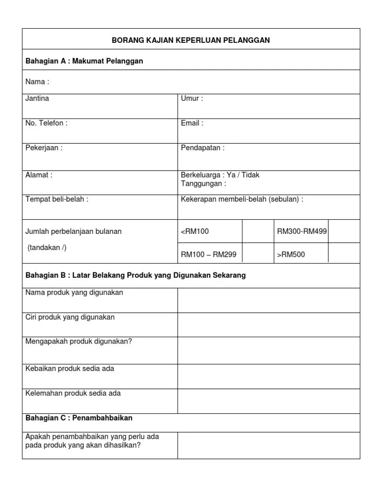 Baca versi flipbook dari borang kajian keperluan . Borang Kajian Keperluan Pelanggan Pdf