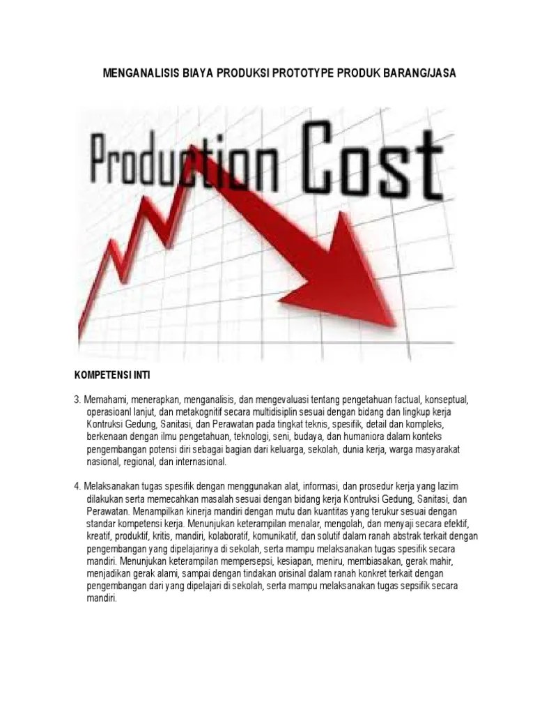 Biaya pembelian bahan baku = rp. Bahan Ajar Menganalisis Biaya Produksi Prototype Produk Barang Pdf