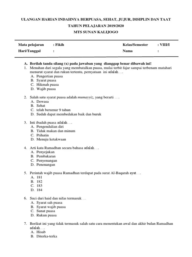 Soal Fiqih MTs Kelas VIII | PDF