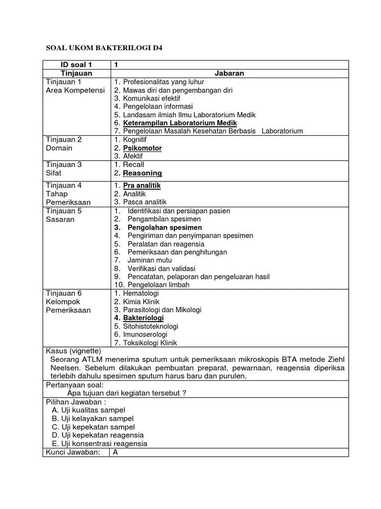 Contoh soal biologi tulisan ini merupakan kumpulan soal pilihan kelas x semester 2 beserta jawaban untuk siswa sma/ma/sederajat. Soal Ukom Bakteriologi 13 Soal Pdf