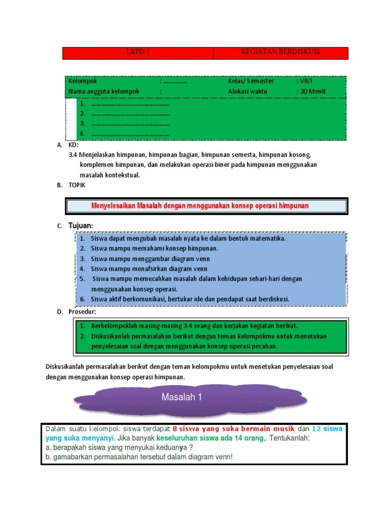 LKPD Operasi Himpunan | PDF