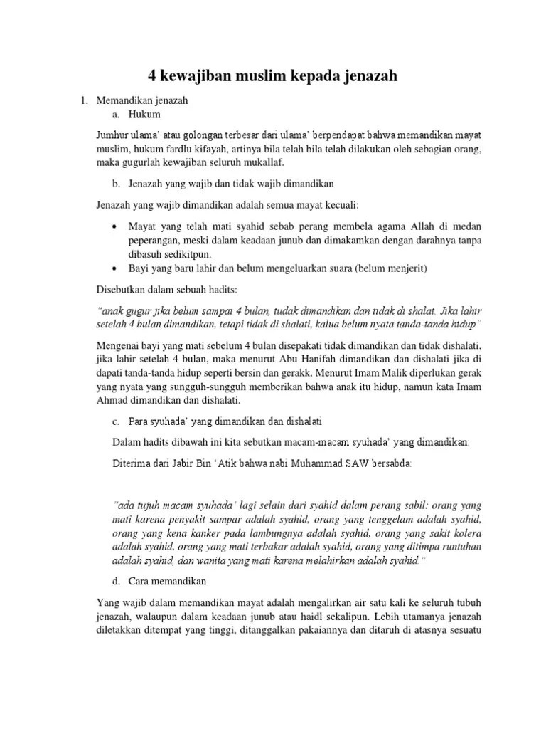 4 Kewajiban Muslim Kepada Jenazah | PDF