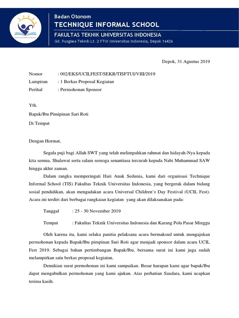 Misalnya, anda tidak dapat menggarap . Surat Minta Sponsor