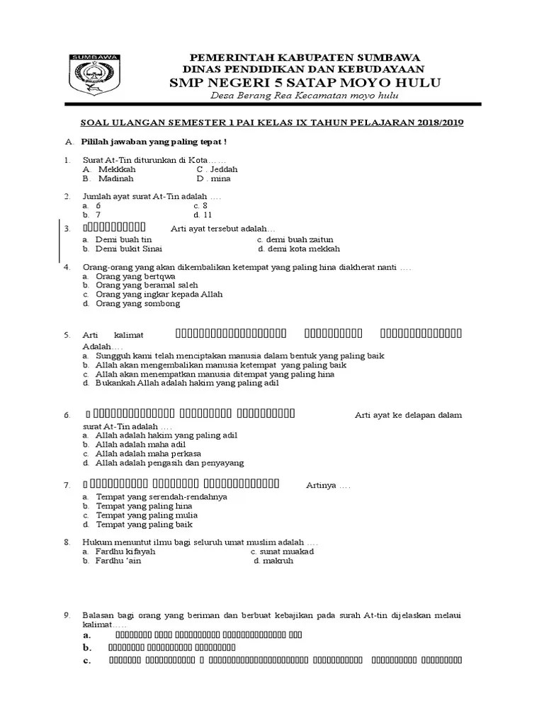 Buah tin merupakan buah yang dapat dikonsumsi, sedangkan buah zaitun dapat diambil minyaknya. Soal Pai Kls 9 Pdf