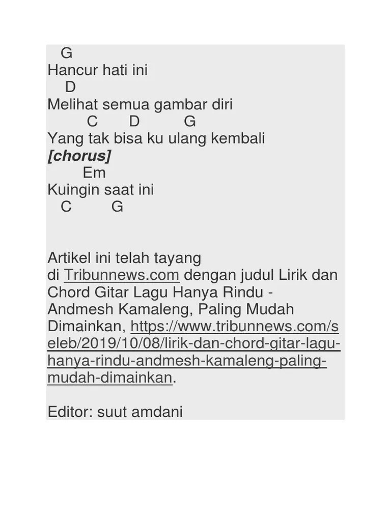 F g entah sampai kapan. Hanya Rindu Pdf