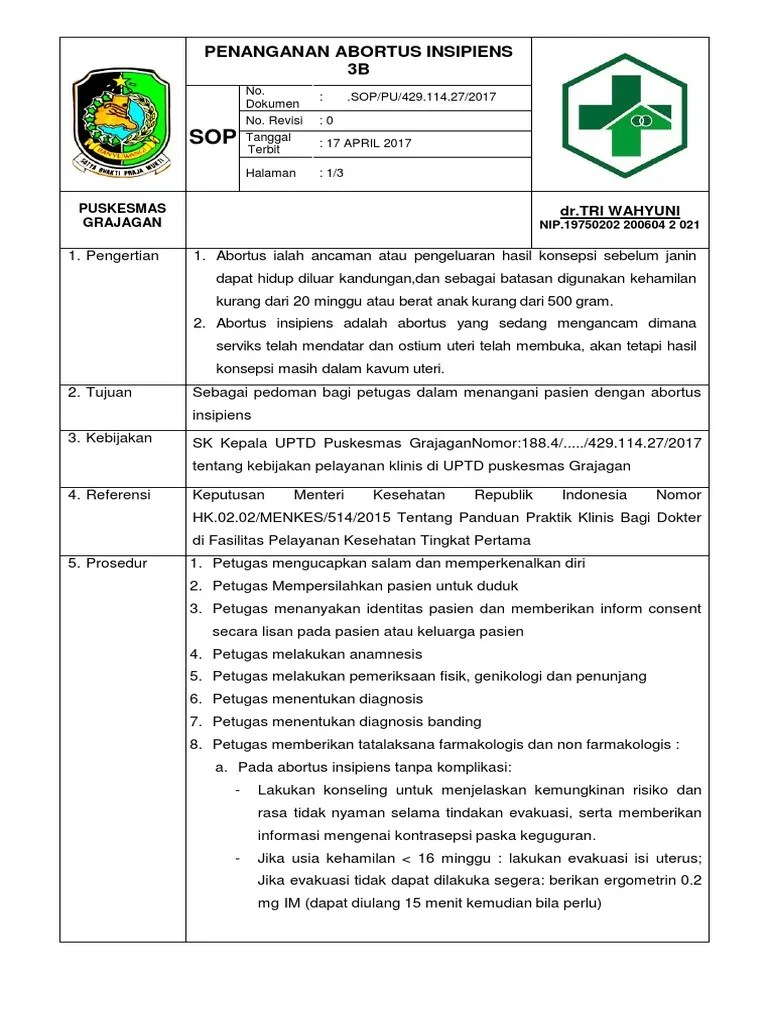 Sop Abortus | PDF