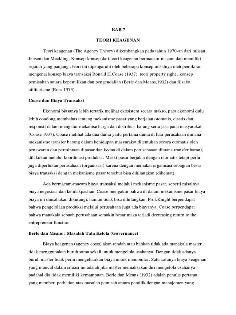 Bab 7 Teori Keagenan | PDF