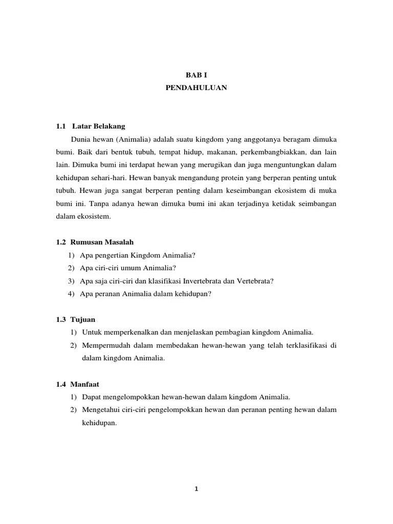 Makalah Kingdom Animalia Dunia Hewan (Refisi) | PDF