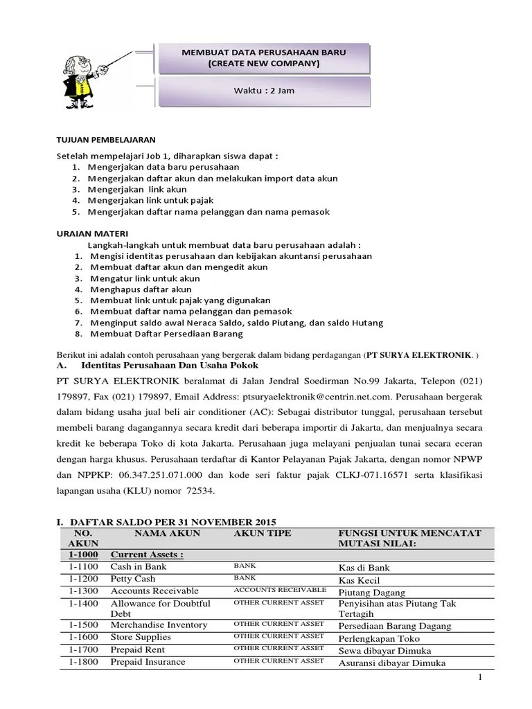 Panduan Myob PT Surya | PDF