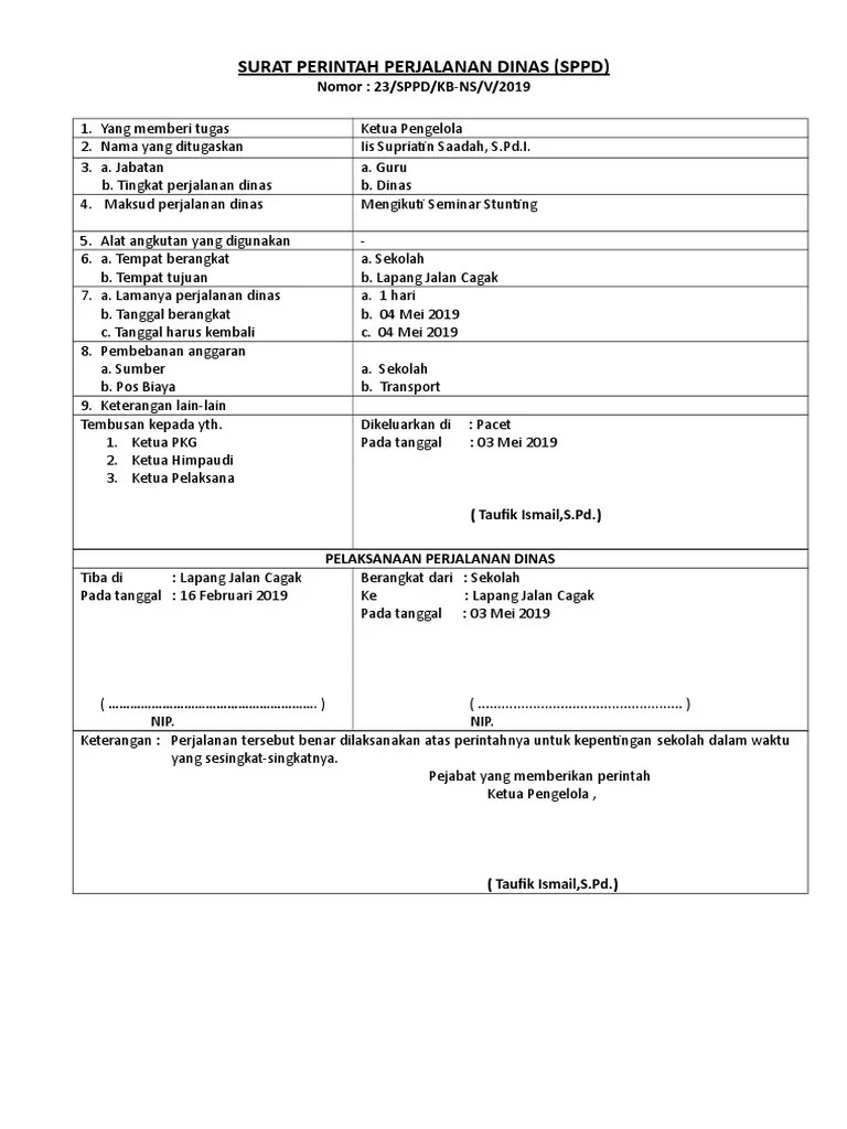 Contoh Sppd Perusahaan – Sekali