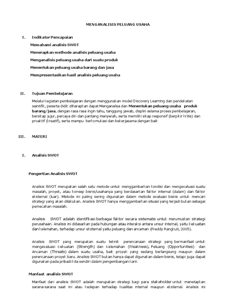 Peluang Usaha Dengan Analisis Swot - Like and Share