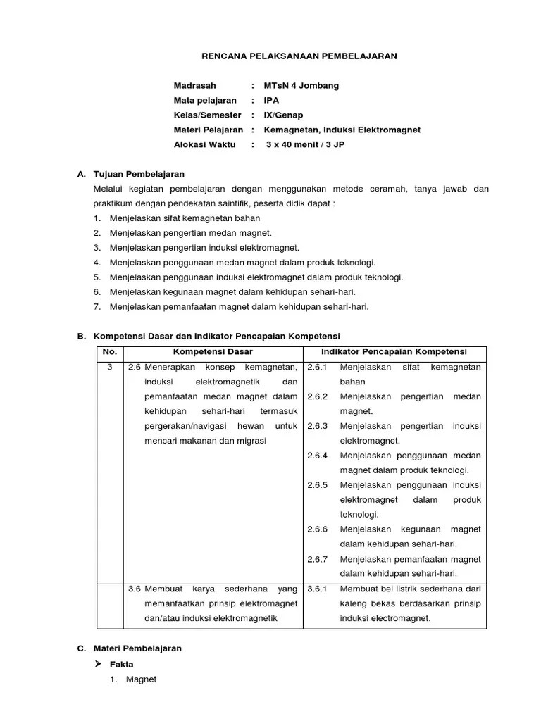 Cd perangkat pembelajaran rpp ipa kelas 9 smp/mts kurikulum 2013 rev. Rpp Kd 3 6 Ix L N Azizah Pdf