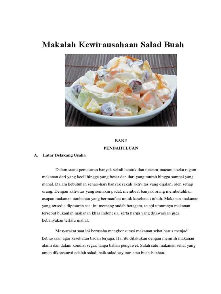Makalah Bisnis Plan Salad Buah