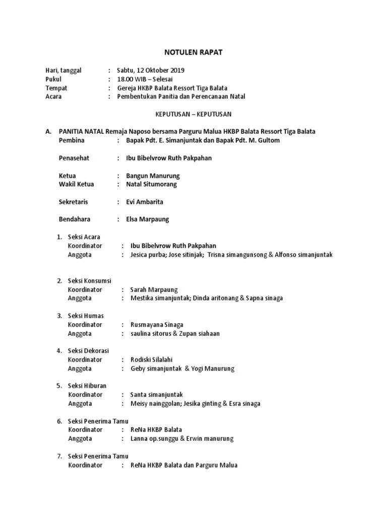 Notulen Rapat Natal | PDF