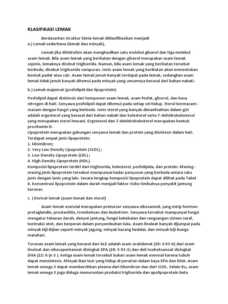 Klasifikasi Dan Fungsi Lemak