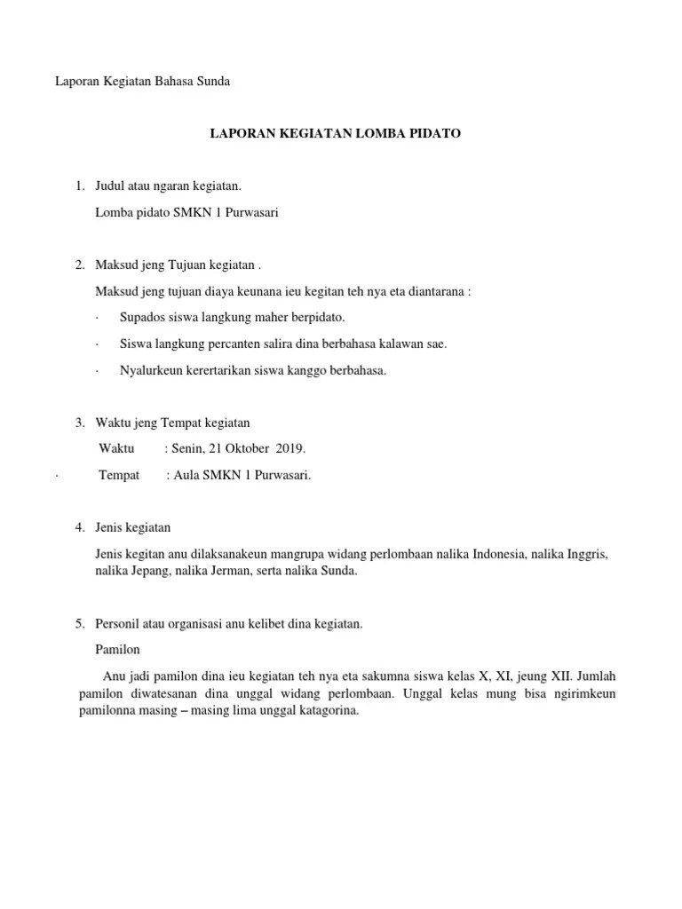 Contoh Laporan Hasil Kegiatan Dalam Bahasa Sunda
