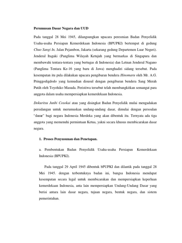 Perumusan Dasar Negara Dan UUD Serta PPKI | PDF