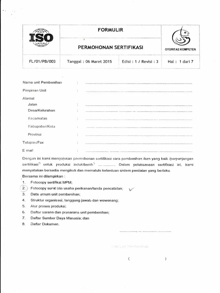Formulir Pengajuan CPIB | PDF