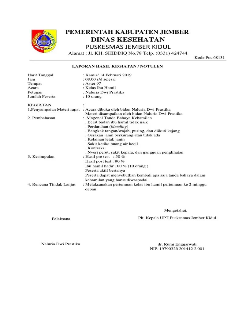 Pelaksanaan kelas ibu balita di puskesmas talang rimbo lama. Notulen Kelas Ibu Hamil Pdf