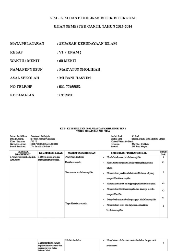 Kisi 2 Soal Uas Ski 6