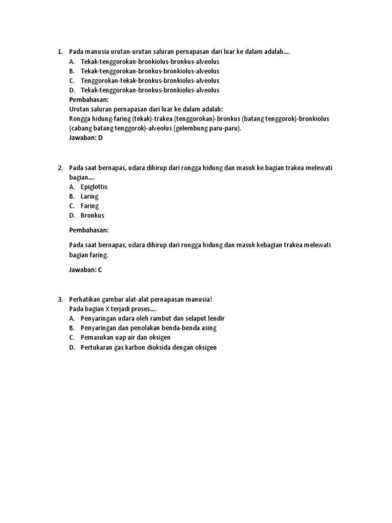Kumpulan Soal Un Sistem Pernapasan Manusia | PDF