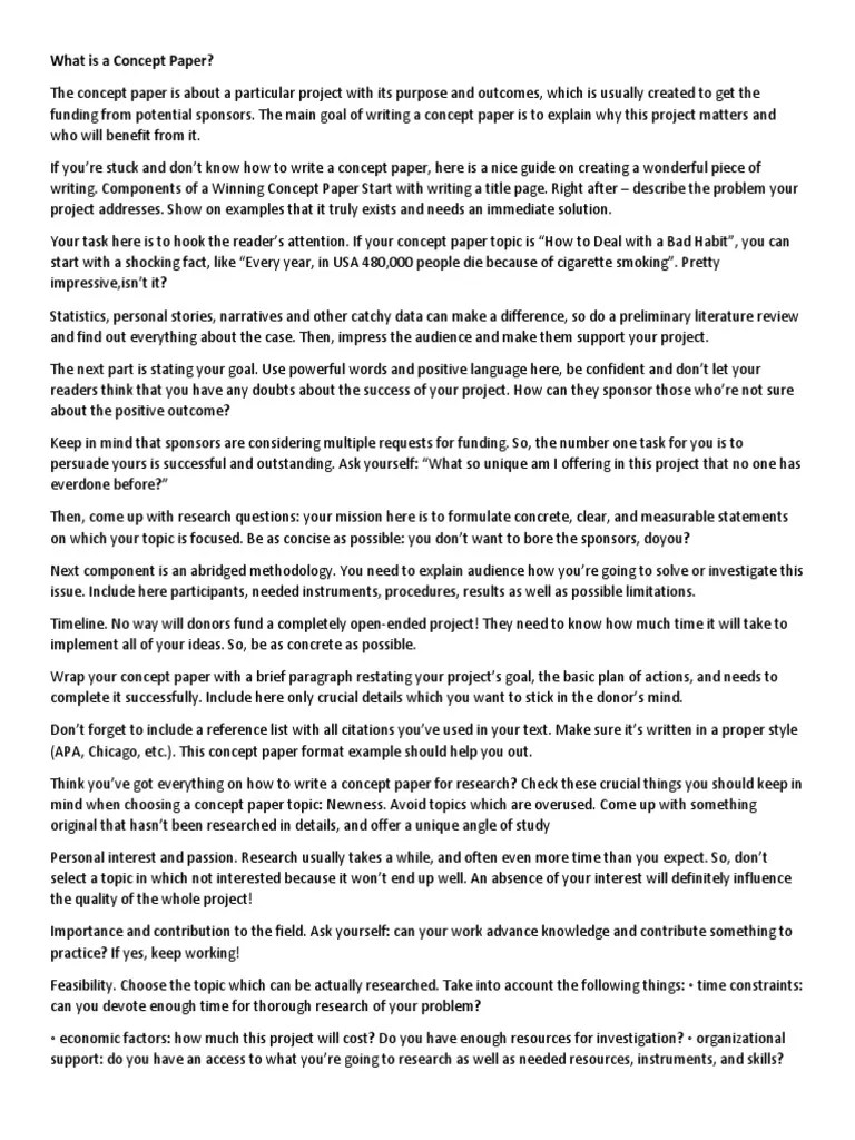 The goal of writing a concept paper is to explain a particular idea to the audience objectively. What Is A Concept Paper Psychological Concepts Psychology