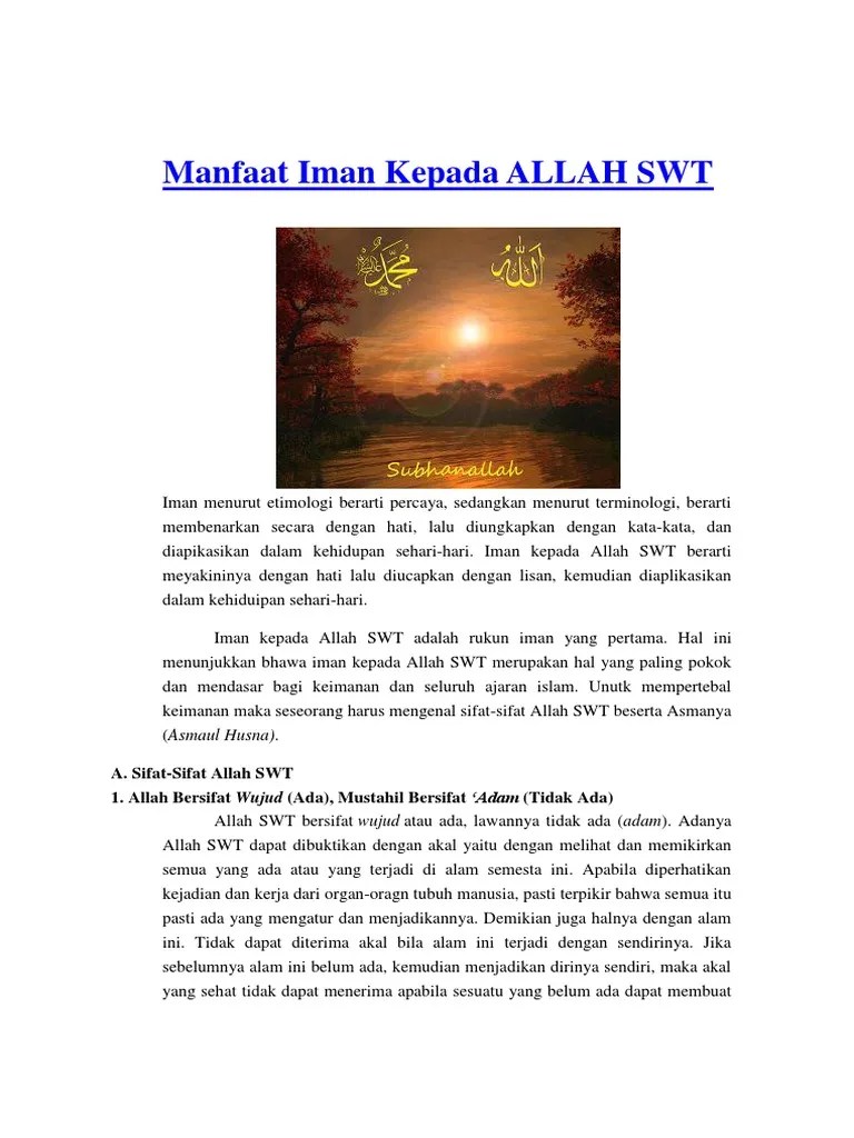 Maanfaat Beriman Kepada Allah SWT | PDF