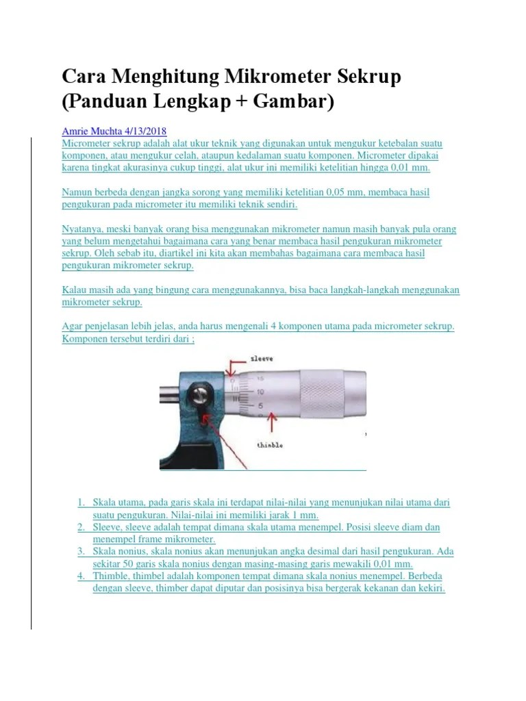Cara Menghitung Mikrometer Sekrup | PDF
