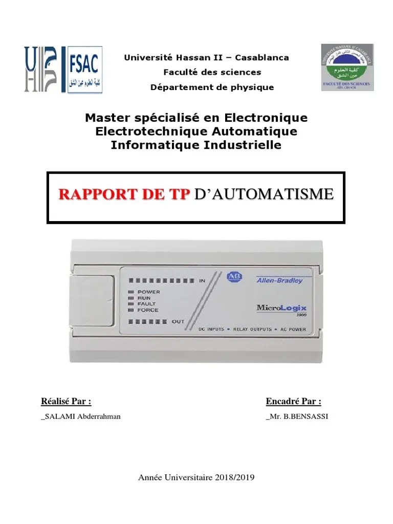 TP Automatisme | PDF | Automate programmable industriel | Entrée/Sortie