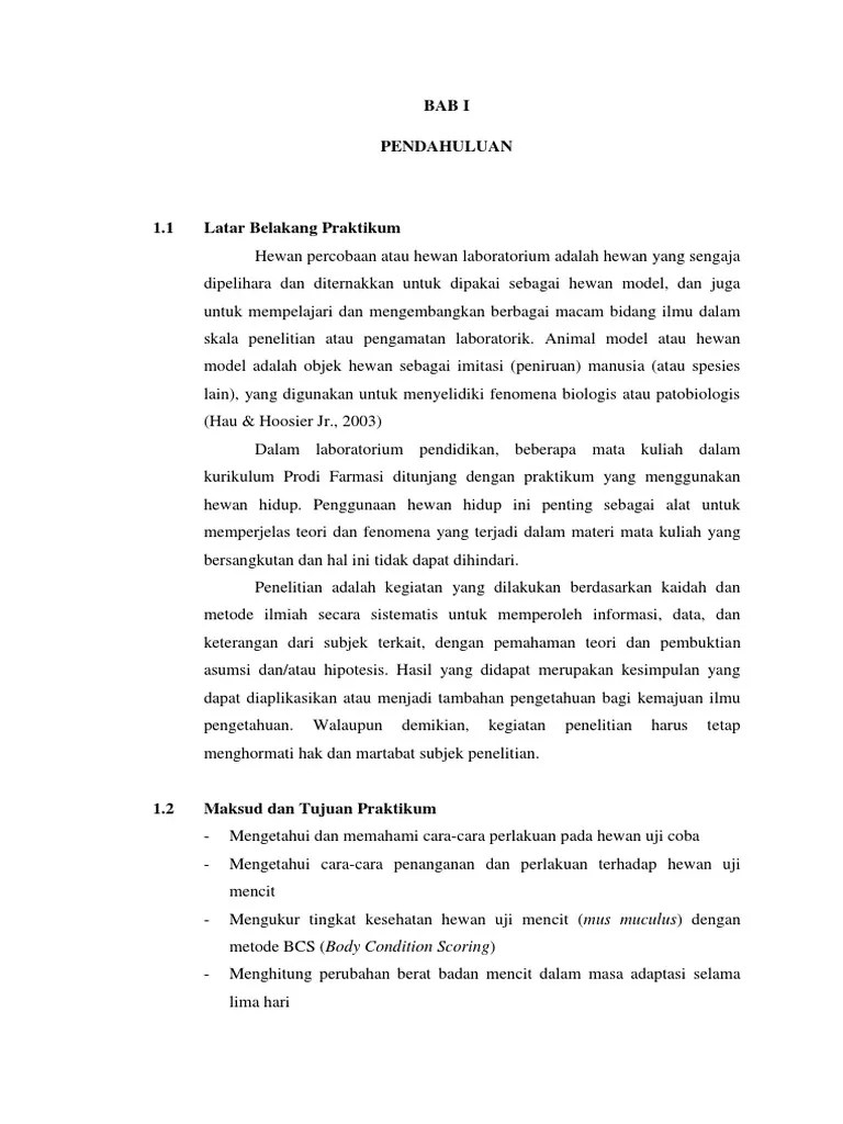 Pemilihan Dan Penanganan Hewan Uji | PDF