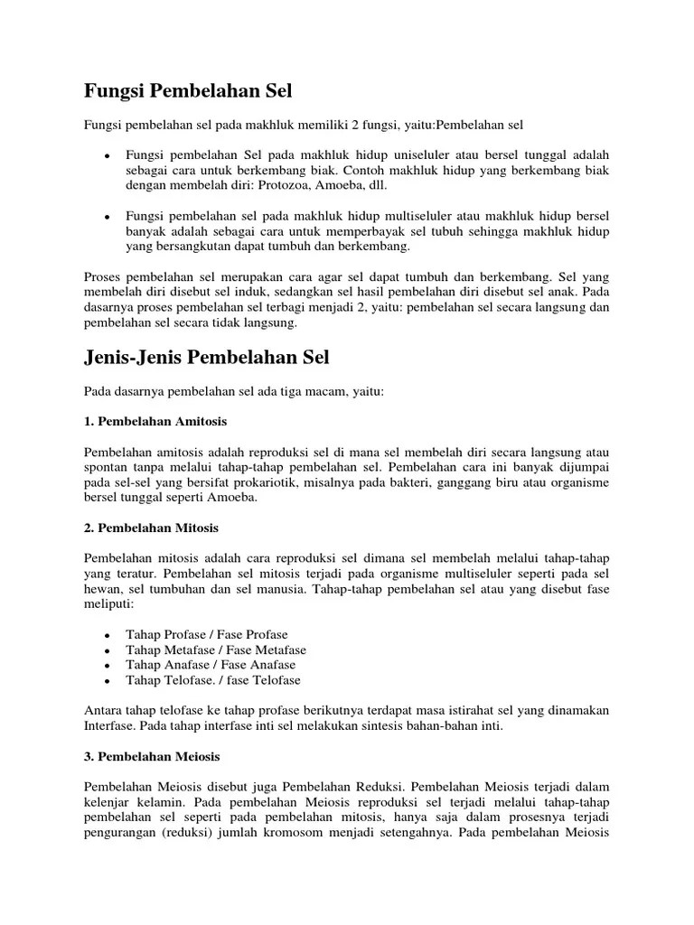 Fungsi Pembelahan Sel 1 | PDF
