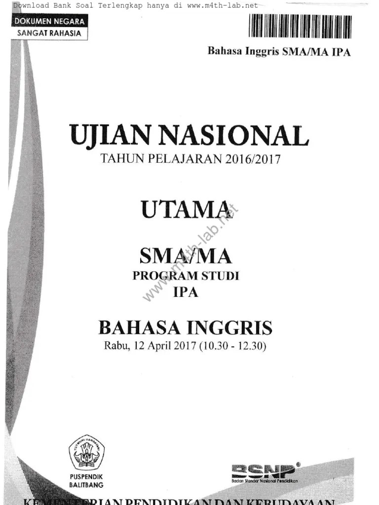 13.12.2018 · untuk pelajaran yang ada bacaannya, seperti bahasa indonesia dan bahasa inggris, soal lots akan nanya informasi yang tertera di teks. Kunci Jawaban Dan Pembahasa Un Bahasa Inggris Sma 2017 Beinyu Com