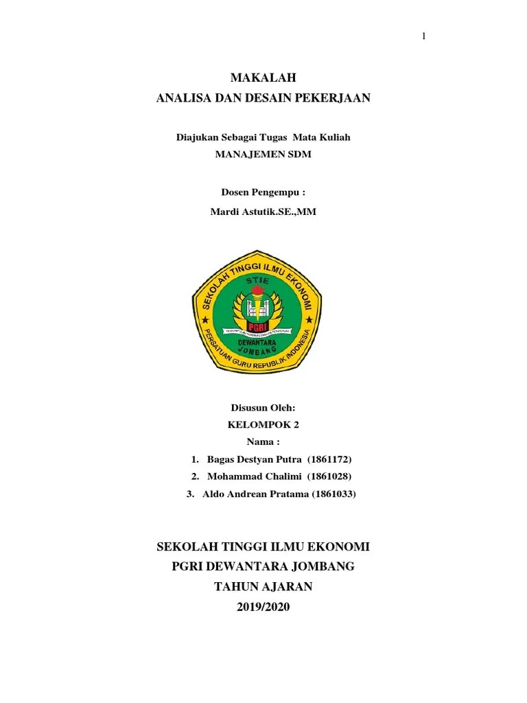 Makalah Analisa Dan Desain Pekerjaan | PDF