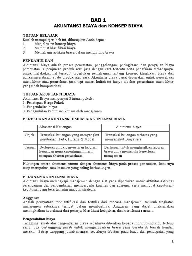 Modul Bahan Ajar Akuntansi Biaya | PDF