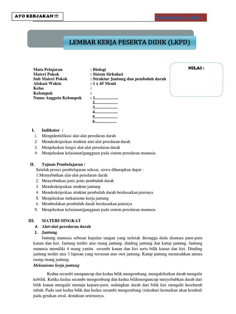 LKPD Organ Peredaran Darah | PDF