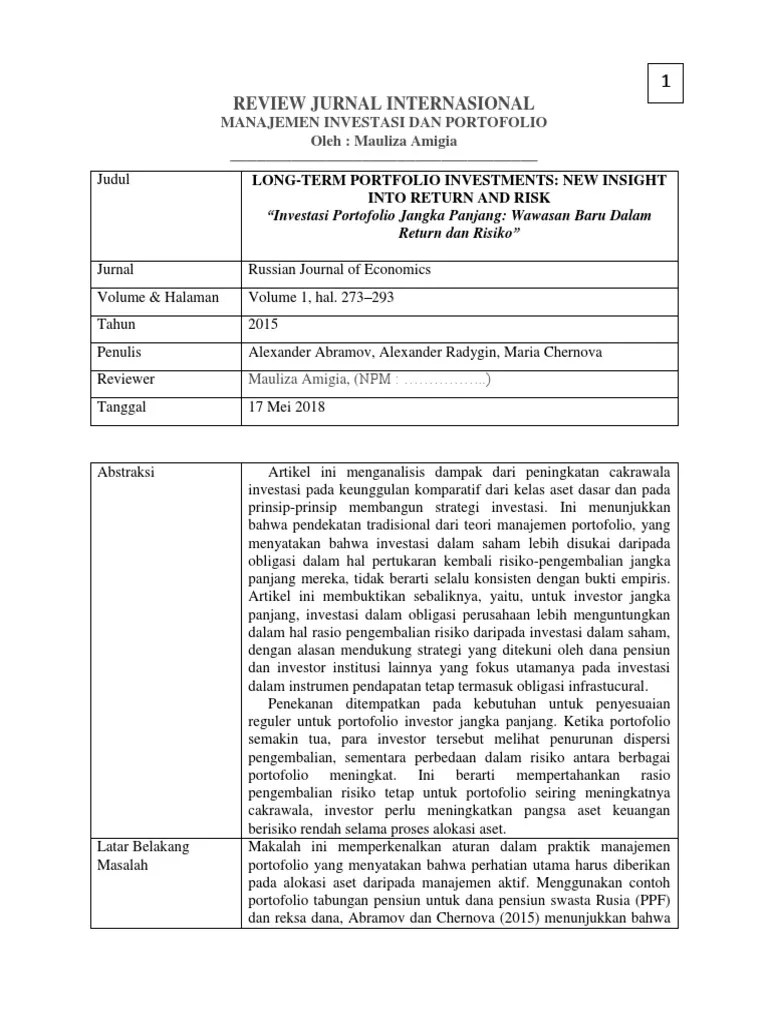 Work must be of a quality and context that the . Review Jurnal Internasional Manajemen Operasional