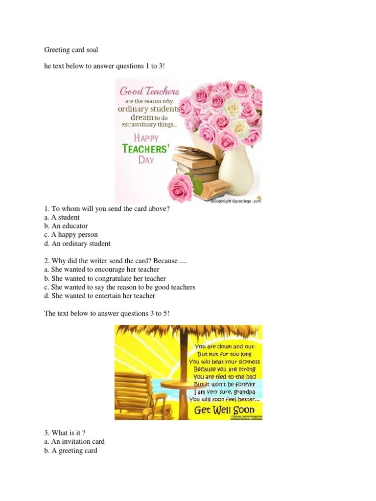 Berikut ini adalah materi bahasa inggris smp kelas 8 semester 1 tentang greeting cards (kartu ucapan)aplikasi yg saya gunakan di video ini . What Is It A An Invitation Card B A Greeting Card C A Condolence Card D A Birthday Card Know It Info