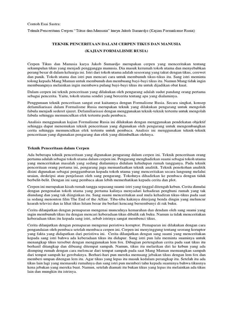 Contoh Esai Sastra | PDF