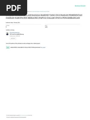 Istilah  IstilahdalamBahasaMarindyangDigunakanPemerintahDaerahKabupatenMeraukePapuadalamUpayaPengembangandanPelestarianBahasa