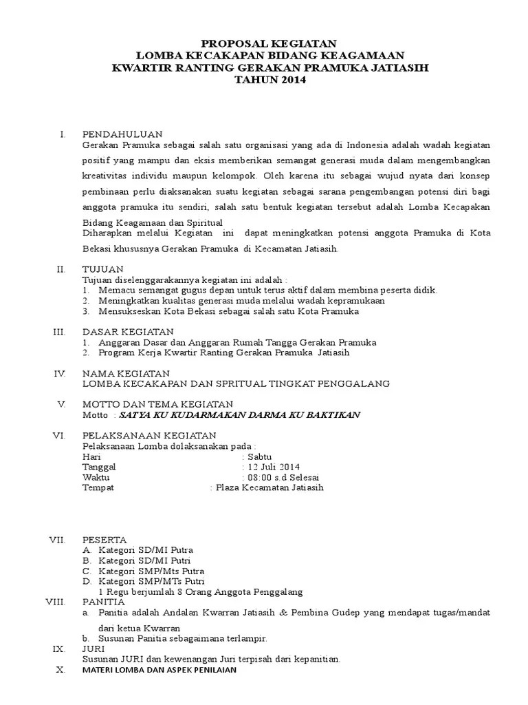 Proposal Kegiatan Kwarran - Lomba Bidang Keagamaan | PDF