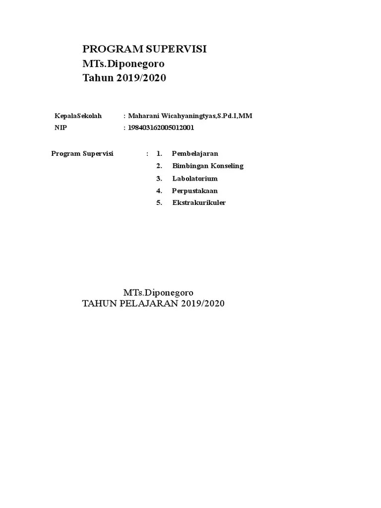 Penilaian serta bimbingan profesionalitas guru hendaknya dilaksanakan secara. Program Supervisi Mts Bu Riris Pdf