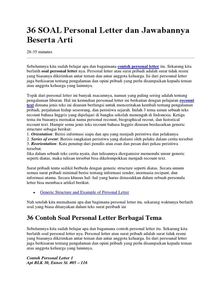 Sebenarnya antara soal pilihan ganda dan soal essay tidak banya bebeda secara muatan materi. Contoh 10 Soal Letter Beserta Jawabannya File Ini