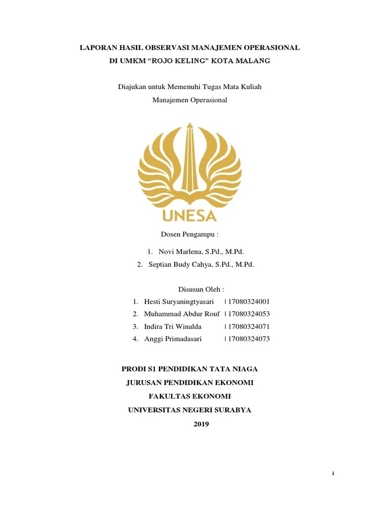Yang biasanya makalah ini dimuat di majalah atau koran, tetapi makalah dapat juga merupakan sebuah buku antologi. Laporan Observasi Umkm Rojokeling Malang Pdf