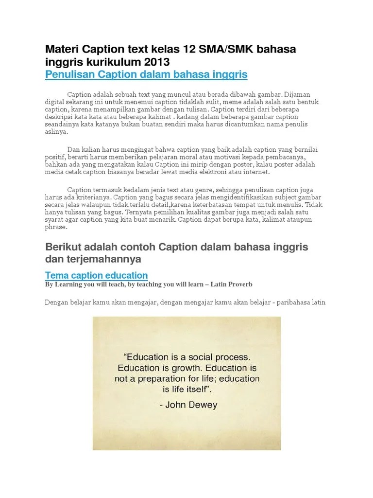 Tentu saja jawaban yang diberikan masih perlu untuk . Materi Caption Text Kelas 12 Sma Pdf