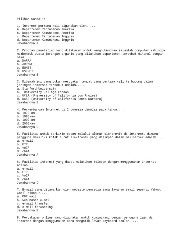 Nama lain dari nirkabel yakni. Soal Tik Pdf