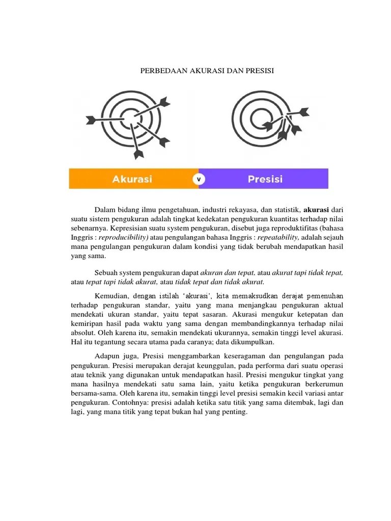 Perbedaan Akurasi Dan Presisi | PDF