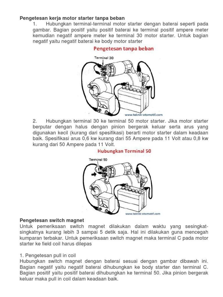 Pengetesan Kerja Motor Starter Tanpa Beban | PDF