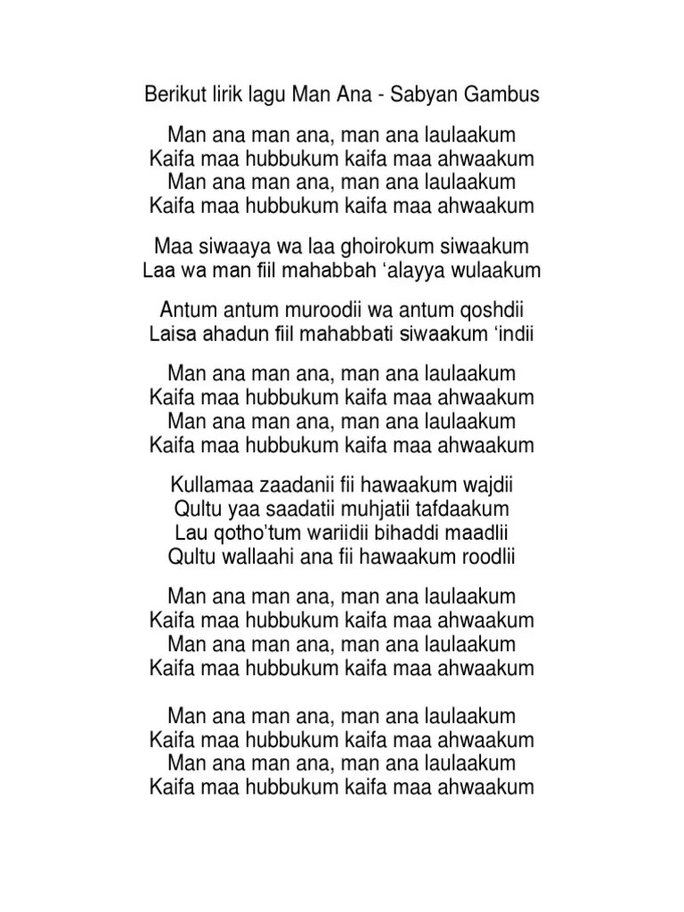 Lirik Sholawat Man Ana Latin