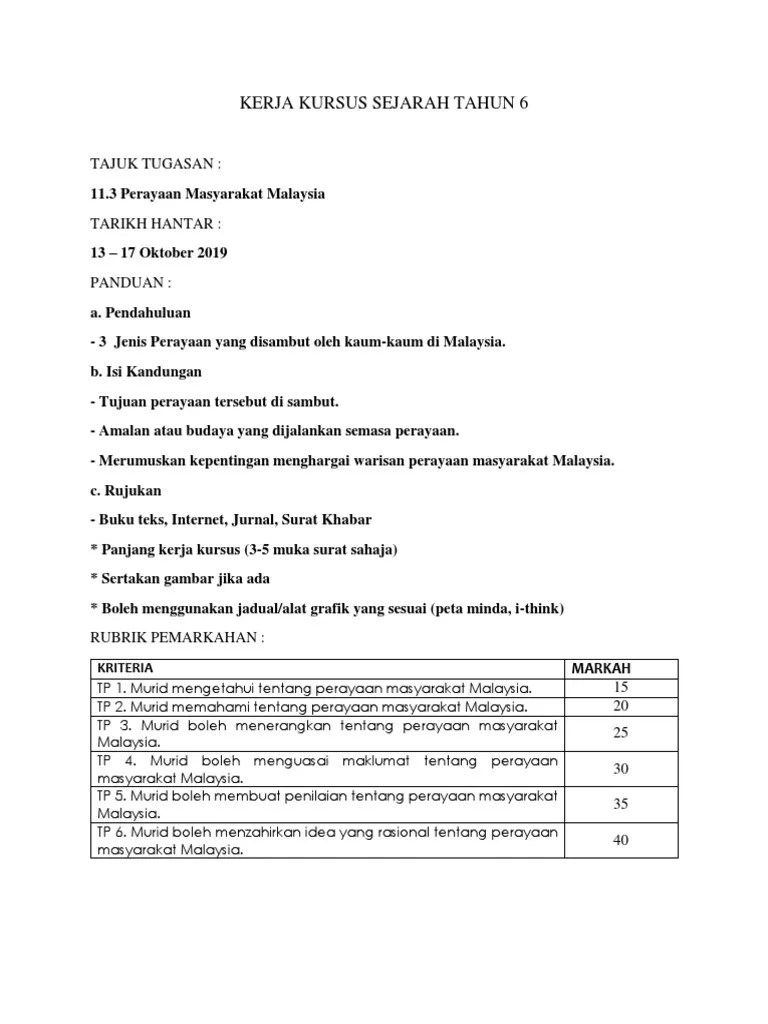 Dirayakan oleh masyarakat yang beragama hindu. Kerja Kursus Sejarah Tahun 6 Pdf